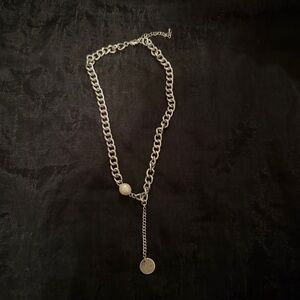 Silver Chain Necklace with Pearl Accent
